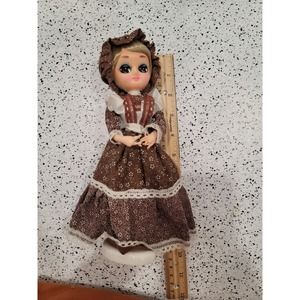 10" vintage Bradley big eyes doll blonde brown dress